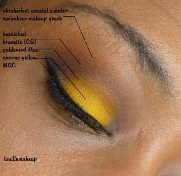 oktoberfest coastal scents+ cocoabear makeup geeek burnished brunette (CS) goldenrod Mac chrome yellow MAC